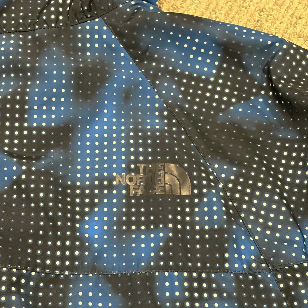 The North Face Windbreaker Mens Large Blue Black Dot Print Hooded Jacket